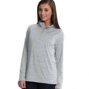 LONG SLEEVE HALF ZIP ATHLETIC PULLOVER IN GRAY SIZE SMALL